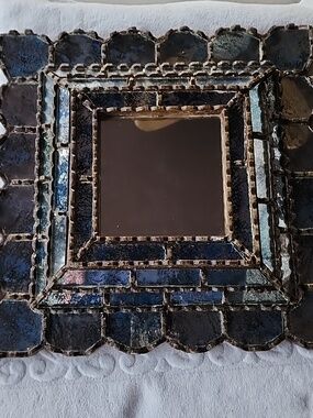 Ornate Gold Trimmed Mirror 14" X 14" Decorative Home Decor Surrouding Smoked